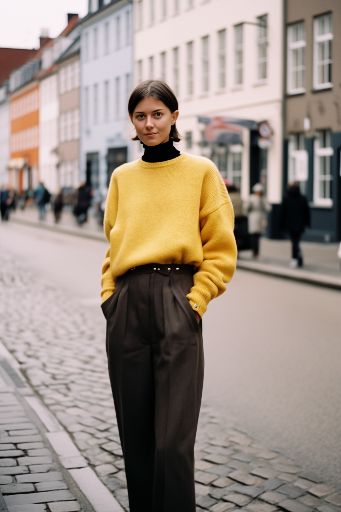 Stylish woman strutting in Copenhagen - high fashion shot