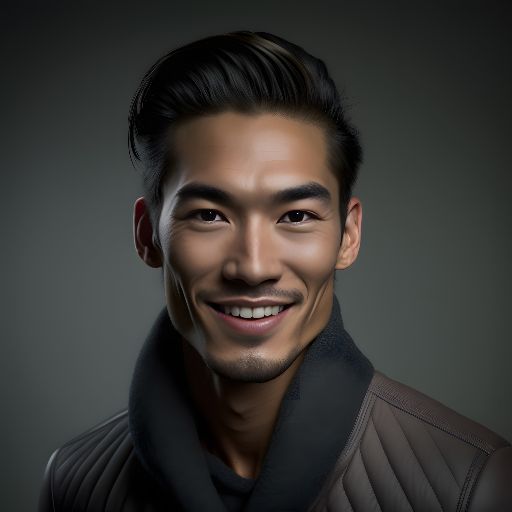 Portrait of Asian man on gray background
