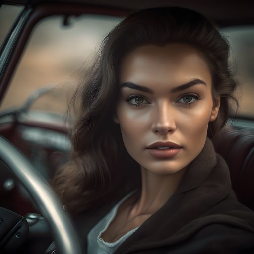 Close-up of a woman driving a car