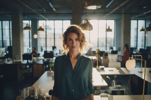 Portrait of a businesswoman. Inspiring workspace with city views