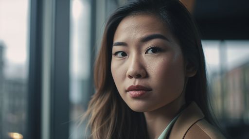 Asian female startup owner inside modern office