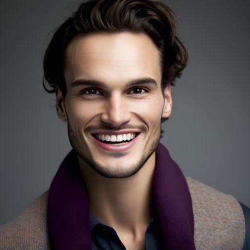 Portrait of man smiling against a studio gray background