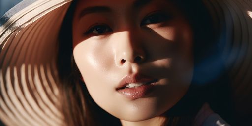 Close up shot of an asian woman. Image with editorial look and feel
