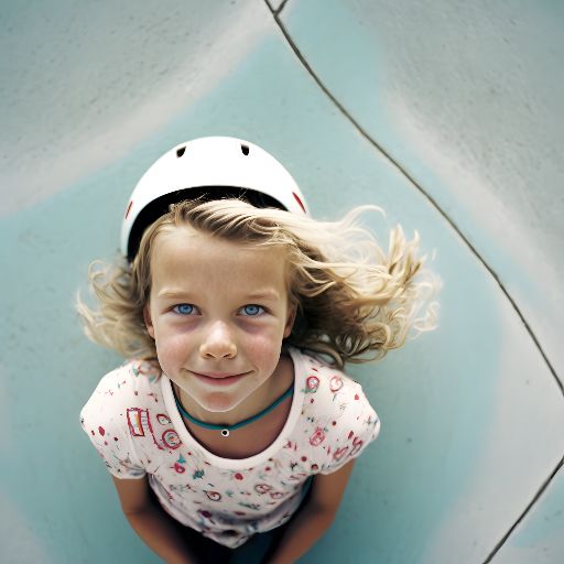 Portrait of a child skating at a skatepark