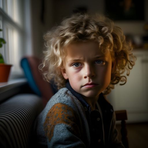 Portrait of a Cute Kid with Depth of Field in Living Room Background