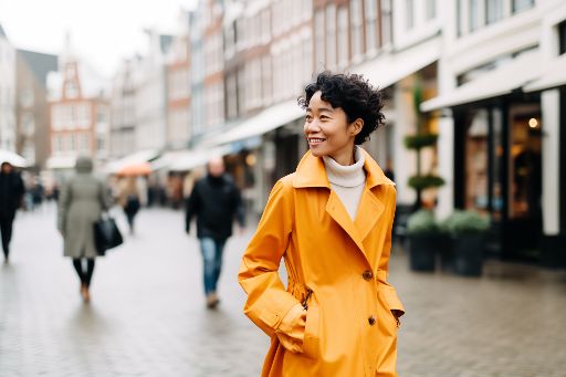 Woman strutting through Amsterdam