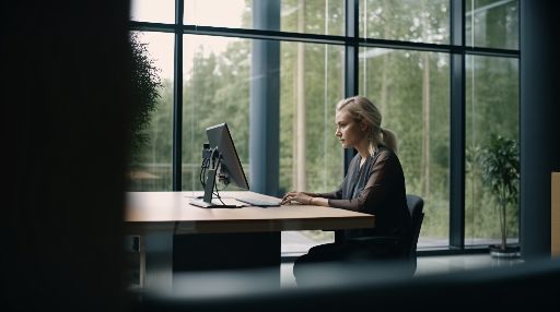 Woman working on desktop computer