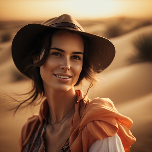 colorful desert: a portrait of a woman against a desert background