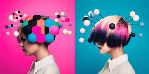 Contrasting abstract hairstyles