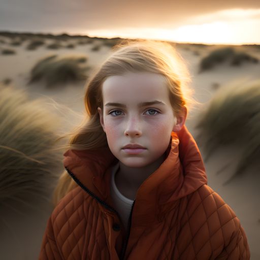 A beautiful portrait of a child captured in the moment as they take a walk through the dunes at dusk.