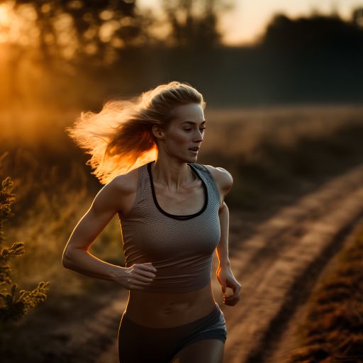 A Woman Jogging Through in Nature, Captured with a Shallow Depth of Field to Blur the Background