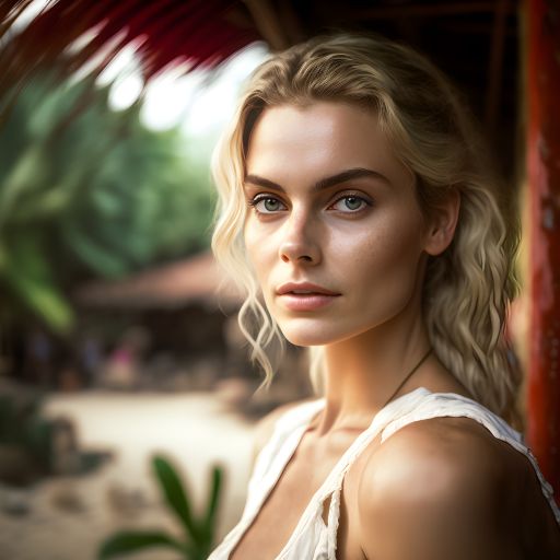 Portrait of a Young Woman at a Tropical Destination