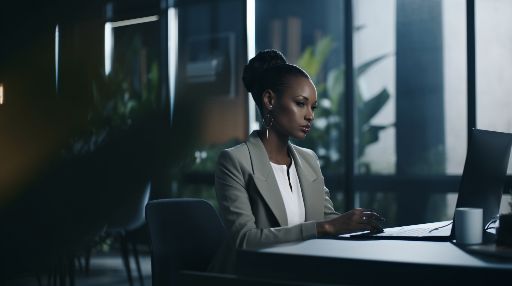 Woman on desk: a business corporate image