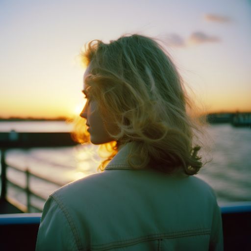 photo portrait of a young woman in nature from behind on a summer evening