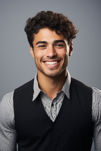 Studio shot of a smiling latino man in black top