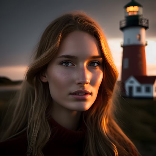 Portrait of a girl in front of a lighthouse