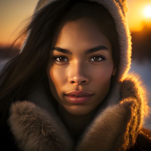 Golden Hour Eskimo: A Winter Portrait of a Woman in the Cold