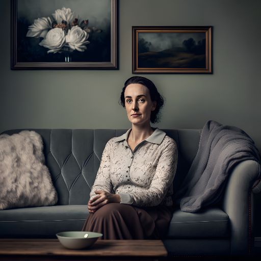 phot portrait of a dutch woman sitting on her sofa design