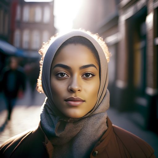 A Woman wearing Headscarf in Amsterdam: Sunlight and Soft Blur
