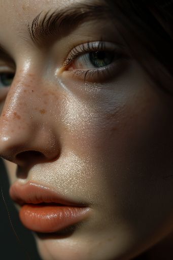 closeup human face, soft light, studio setting