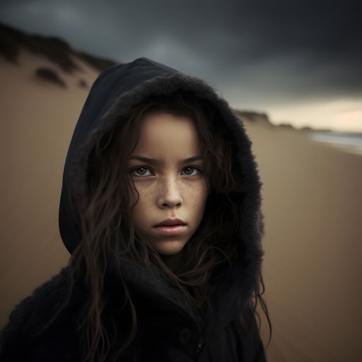 Portrait of a Girl Wearing a Black Hoodie at the Dunes