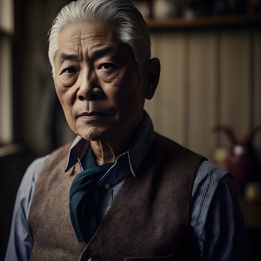 70-79 year old chinese male in living room