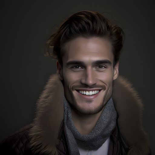 Portrait of a man smiling against a studio gray background
