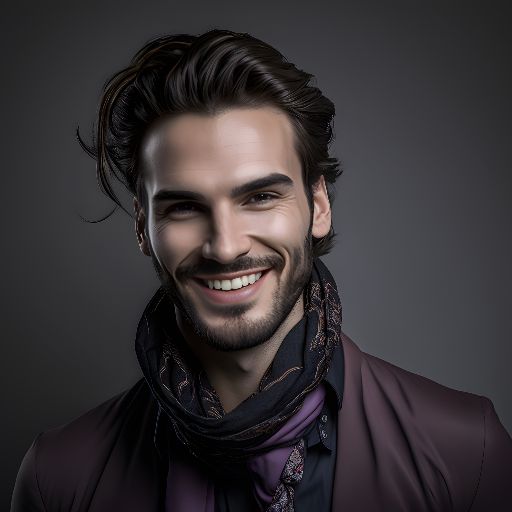 Portrait of Turkish man smiling against a studio gray background