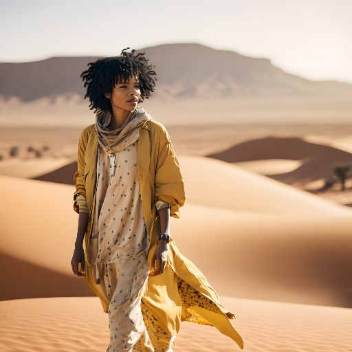Woman in desert fashion portrait.