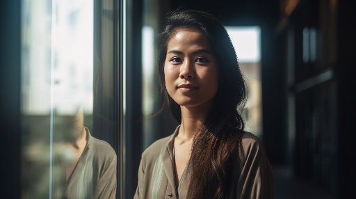 Asian female startup owner inside modern office