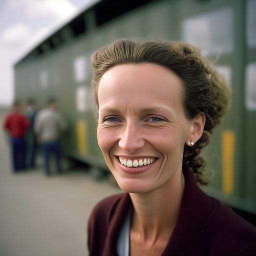 Joyful Dutch Woman at a Distribution Center: A Portrait