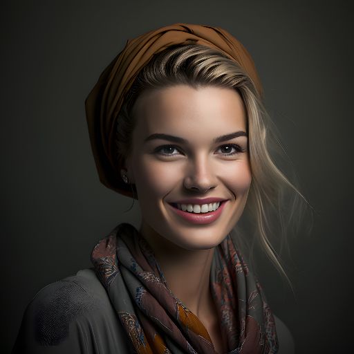 Portrait of a woman smiling against a studio gray background