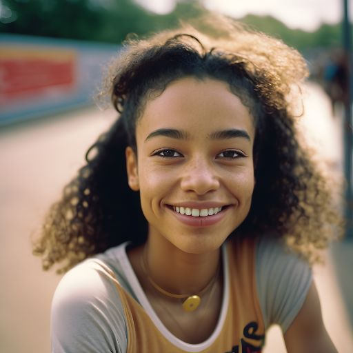 smiling teen girl in close-up, enjoying the moment.