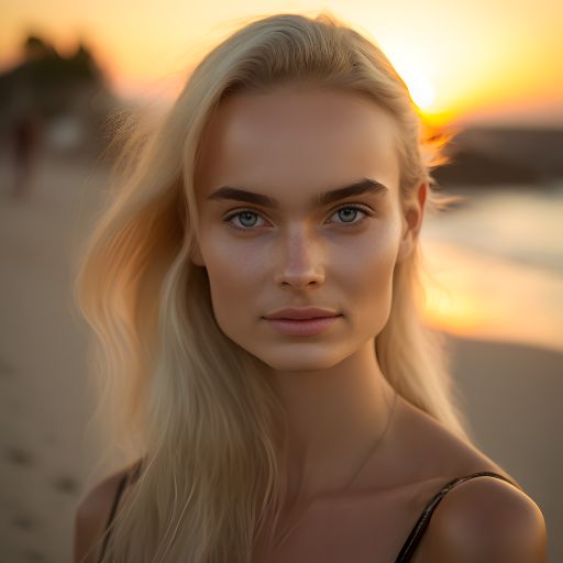 portrait of a young swedish model at a tropical beach tra