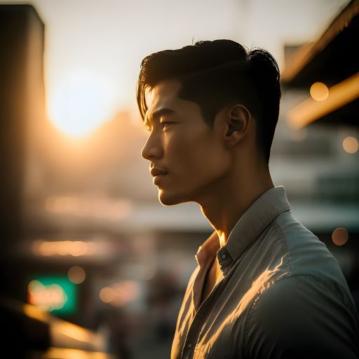 Asian man at rooftop party: a portrait in motion