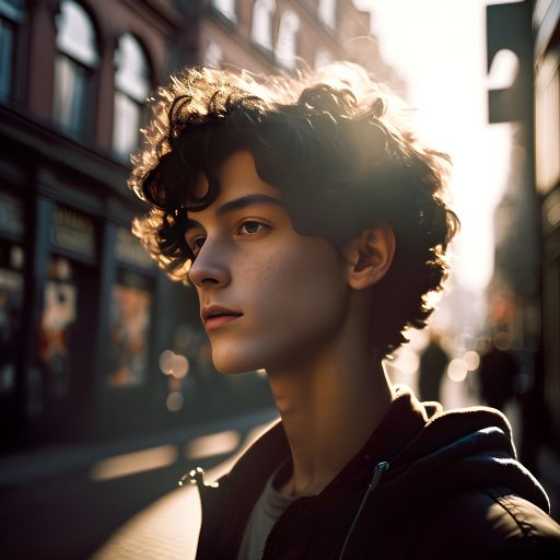 Teenage Boy in Winter Coat in Amsterdam: A Blurry Background