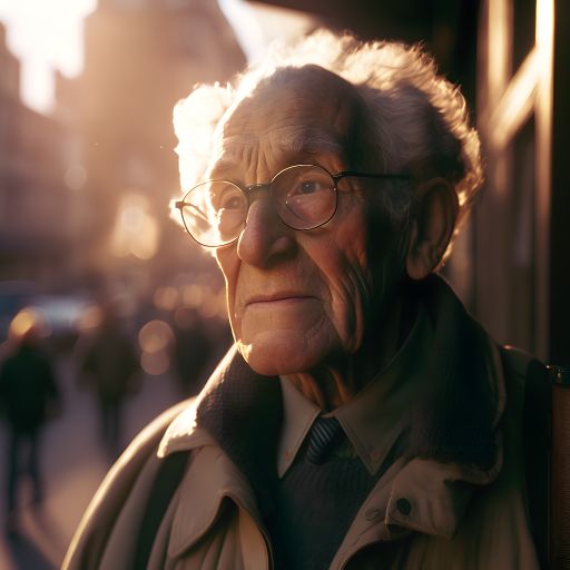 Elderly Man in Amsterdam on a Sunny Winter Day