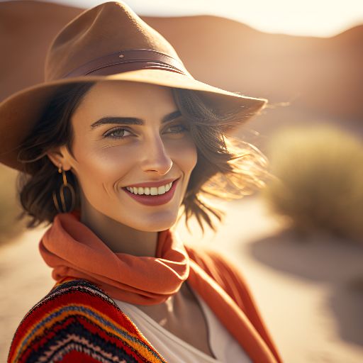 portrait happy Spanish fashion model woman at sahara oran