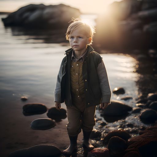 Portrait of a boy walking at the sea in Sweden