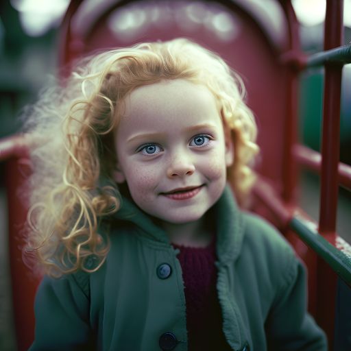 Photo portrait of a 6 years old girl at playground