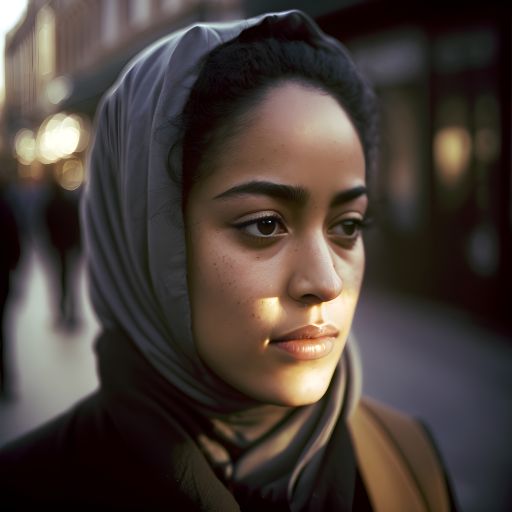 Amsterdam Streetscape: Portrait of a Woman with Headscarf Looking Away