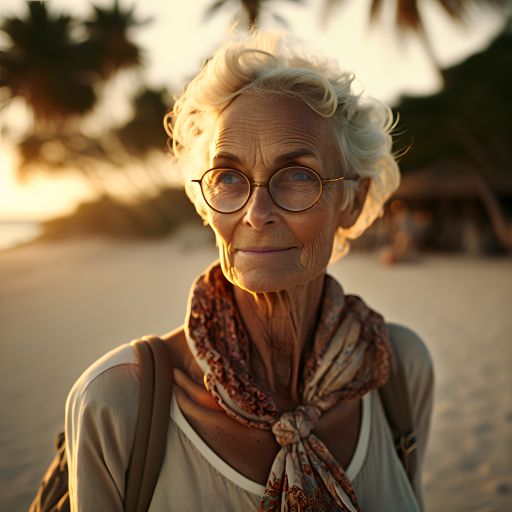 Woman Walking at a Tropical Beach During Golden Hour