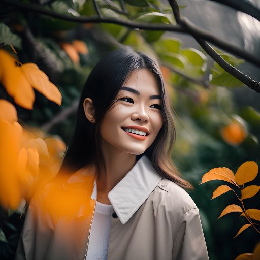 Young woman in Taiwan, surrounded by lush nature