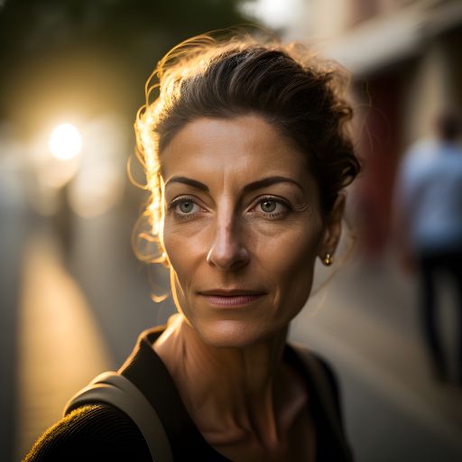 Portrait of a 40-Year-Old Italian Woman Walking on the Street