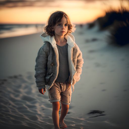Portrait of a Child Exploring a Tropical Beach