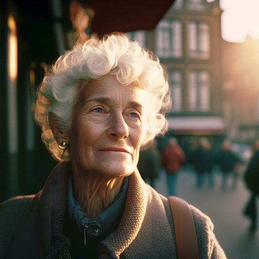 Sunlit Portrait of an Older Woman on the Streets of Amsterdam