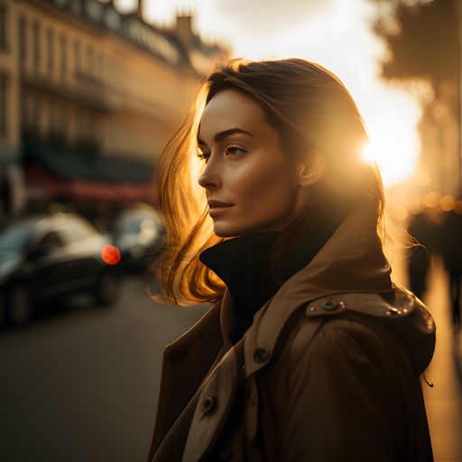 Portrait of a Thirty-Year-Old Woman Striding Through the Streets of Paris