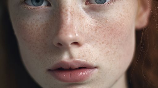 ultra hd close-up of a woman with freckles