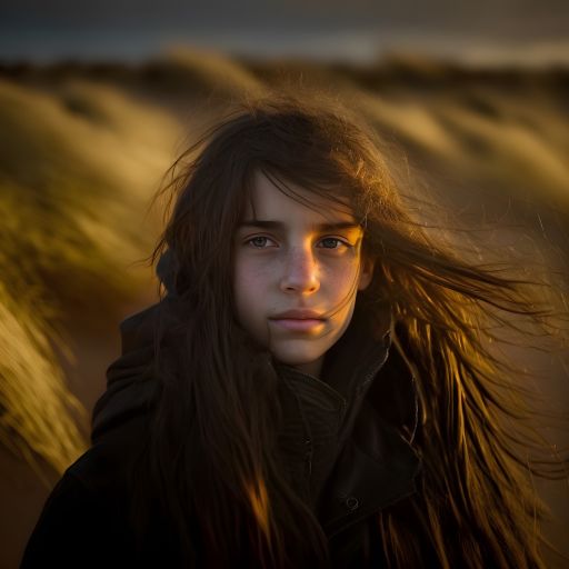 portrait of a girl at the dunes in the uk