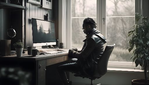 Home workspace: man working at home